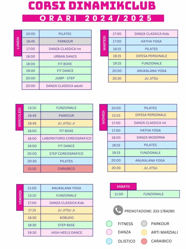 Orario Corsi Palestra Dinamikclub